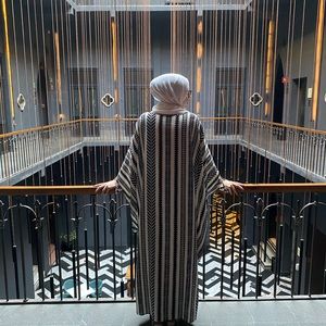 Black and white tie front tribal print kaftan